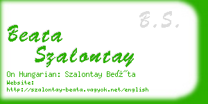 beata szalontay business card